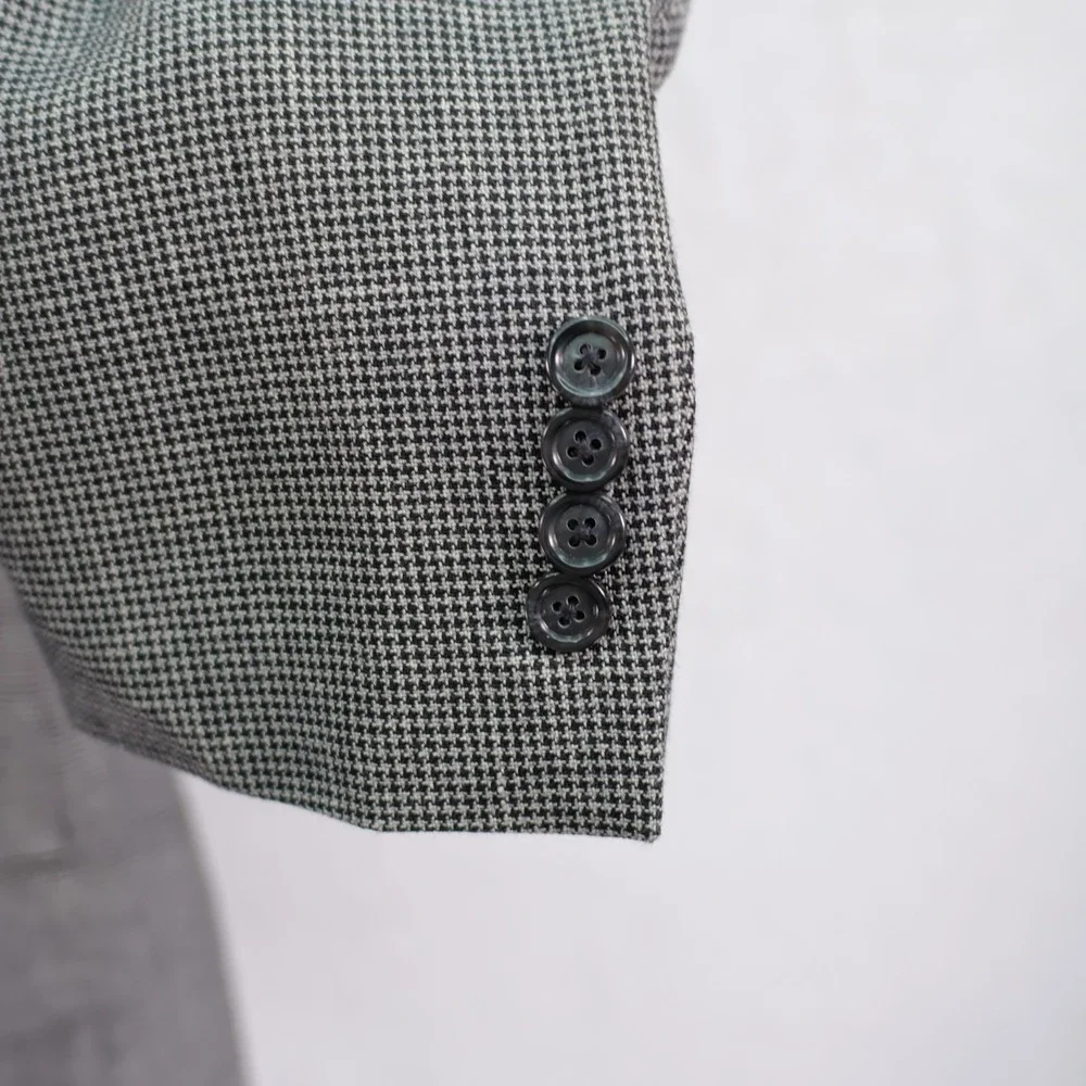 Jos A Bank Linen Tweed Wool Black Gray Check Sport Coat 40R‎ 2 Button Tagged 41R